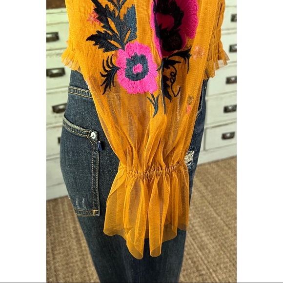 Anthropologie Smocked Tulle Blouse Top MP - Picture 10 of 16